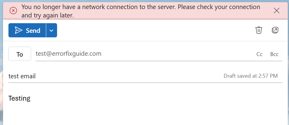 error message, lost connection to server