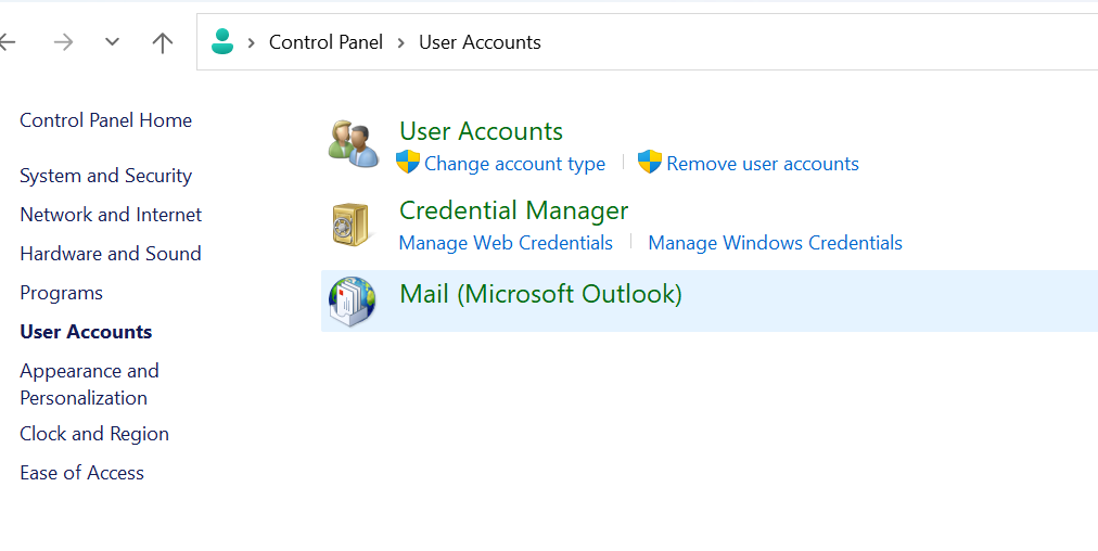 image of where to find the mail option to create new profiles