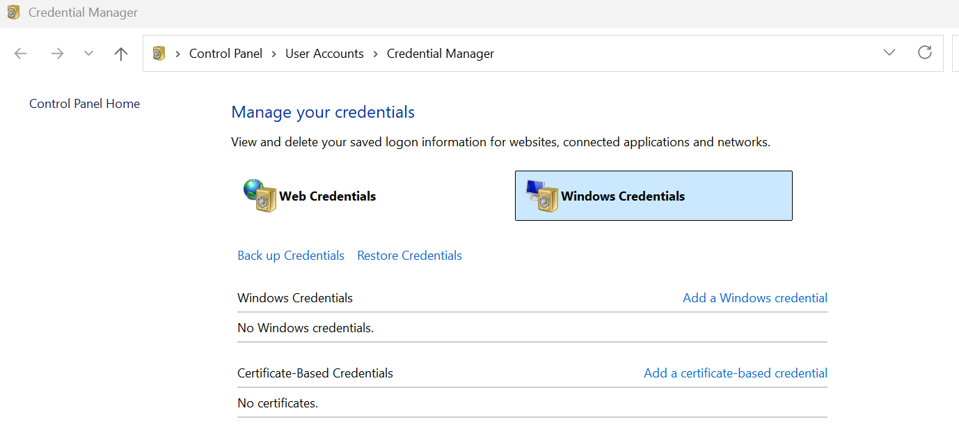 image of where to find credentials