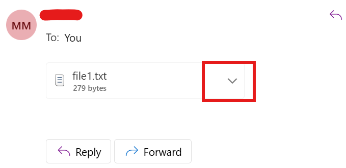 Working ZIP attachment in Microsoft Outlook showing safe file download