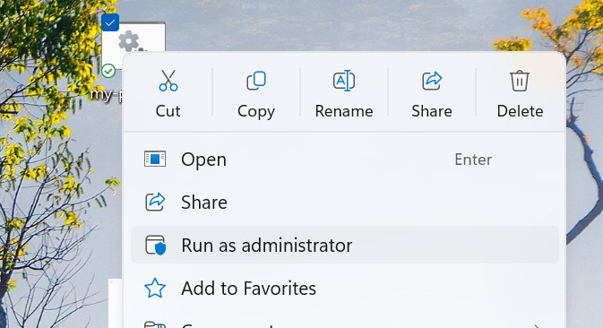 Run as administrator option in Windows