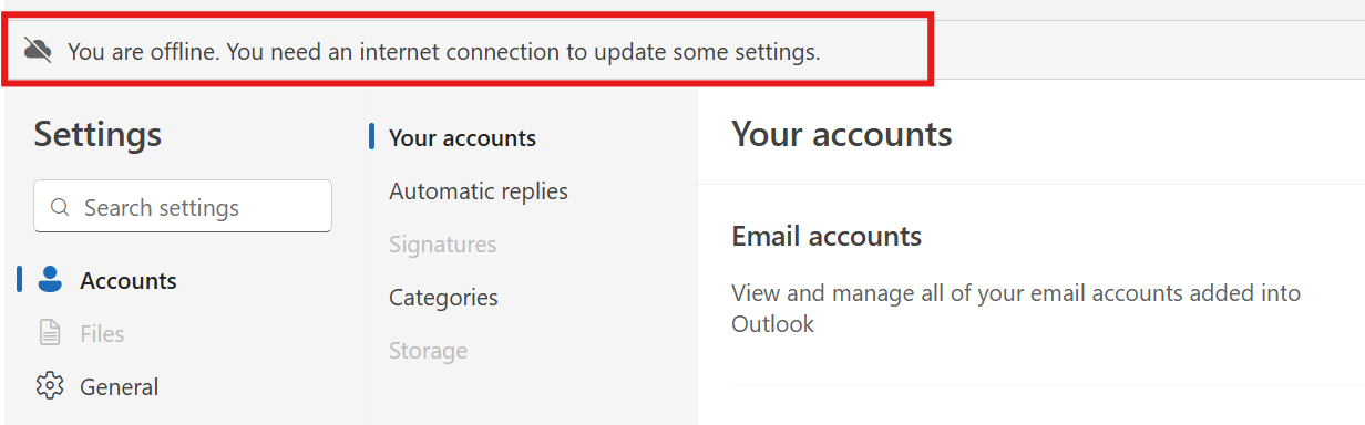 shows you as offline for error issues