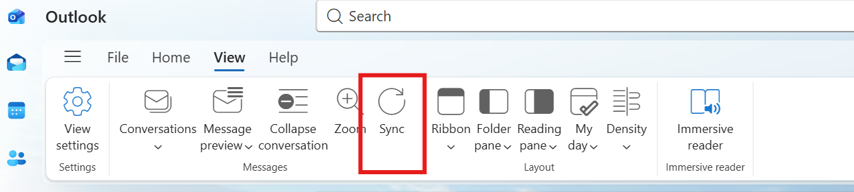 sync button to refresh emails